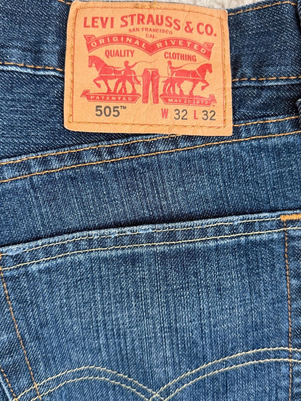 Levi's 505 Straight Leg Jeans in Dark Blue Denim